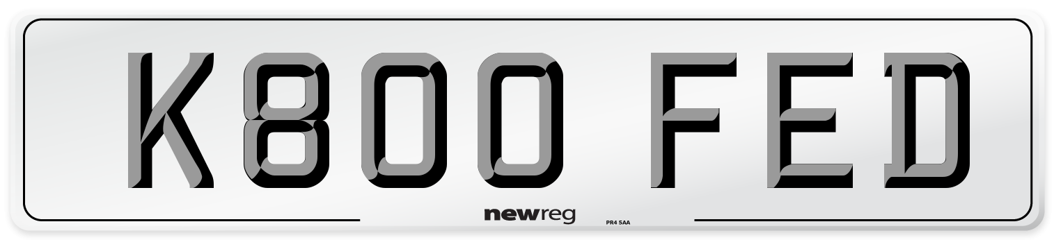 K800 FED Number Plate from New Reg